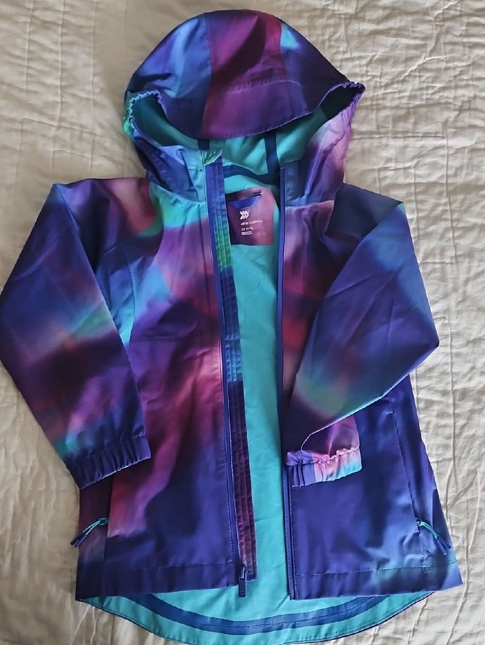 All in motion Purple Teal Ombre Hooded Kids Raincoat
